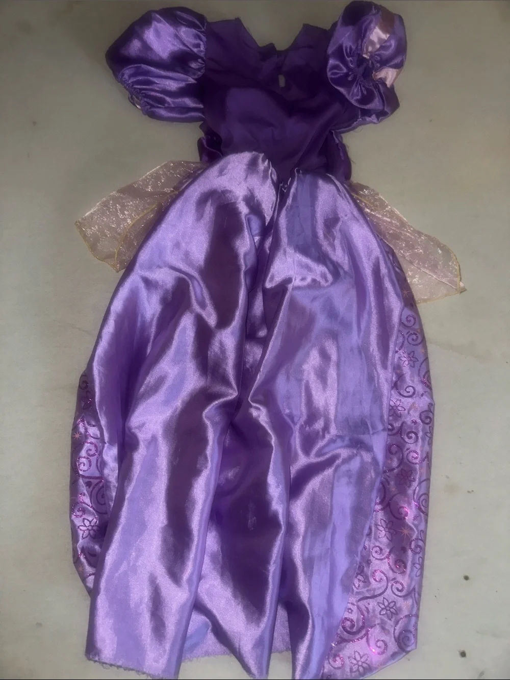 Kids OS Disney Purple Princess Satin Costume Dress with Gold Accents - Picture 3 of 3